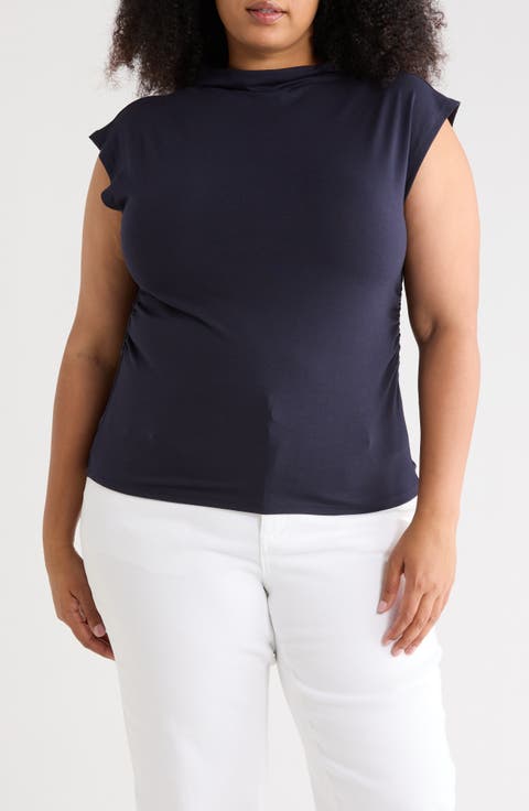 Ruched Mock Neck Top