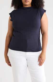 Ruched Mock Neck Top