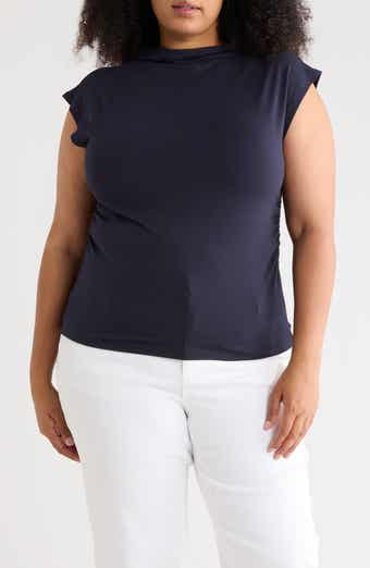 Ruched Mock Neck Top