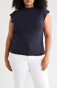 NORDSTROM RACK Ruched Mock Neck Top