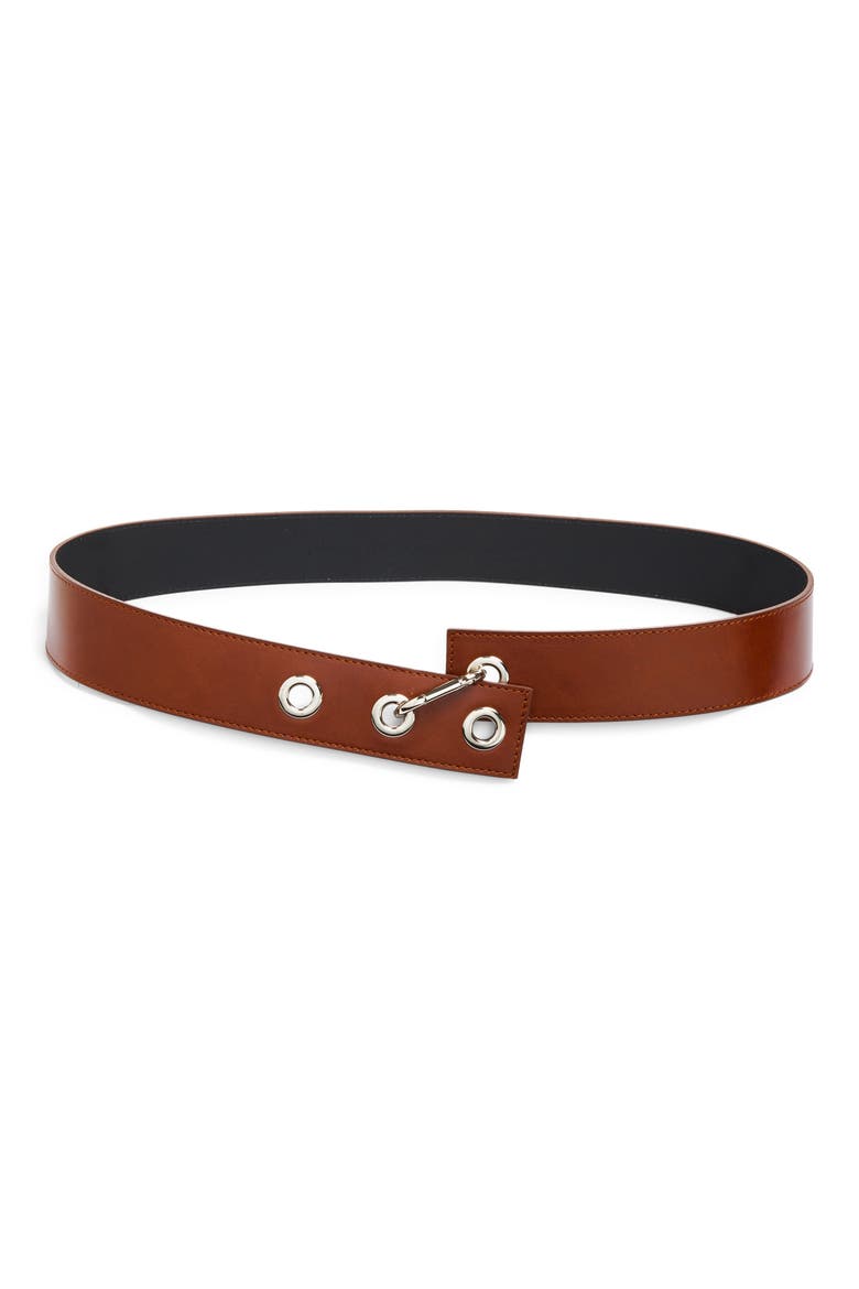 Hoop Carabiner Leather Belt, Main, color, BROWN
