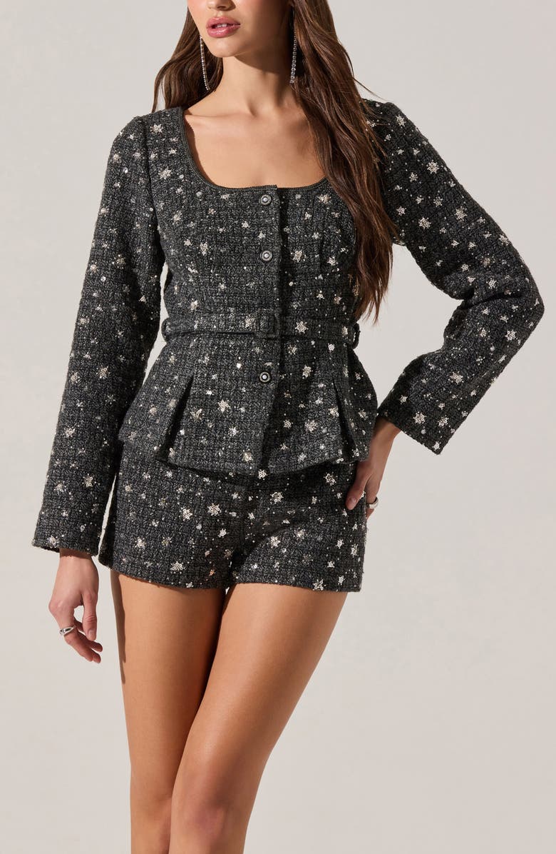 ASTR the Label Wynn High Waist Tweed Shorts, Alternate, color, Charcoal