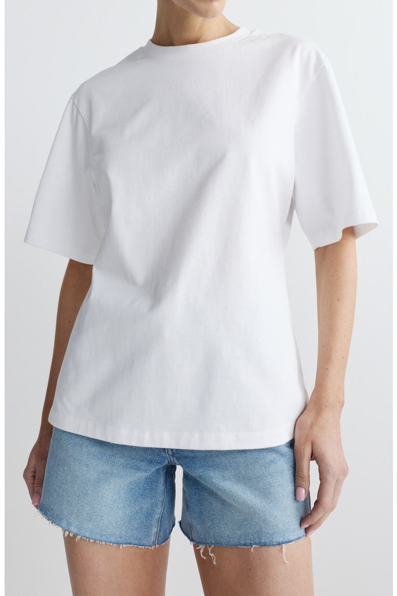 Cotton Jersey Peplum Girlfriend T-Shirt, Main, color, WHITE