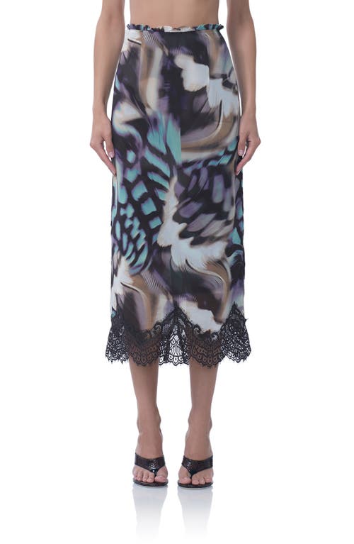 Afrm Ackley Lace Trim Midi Skirt In Multi