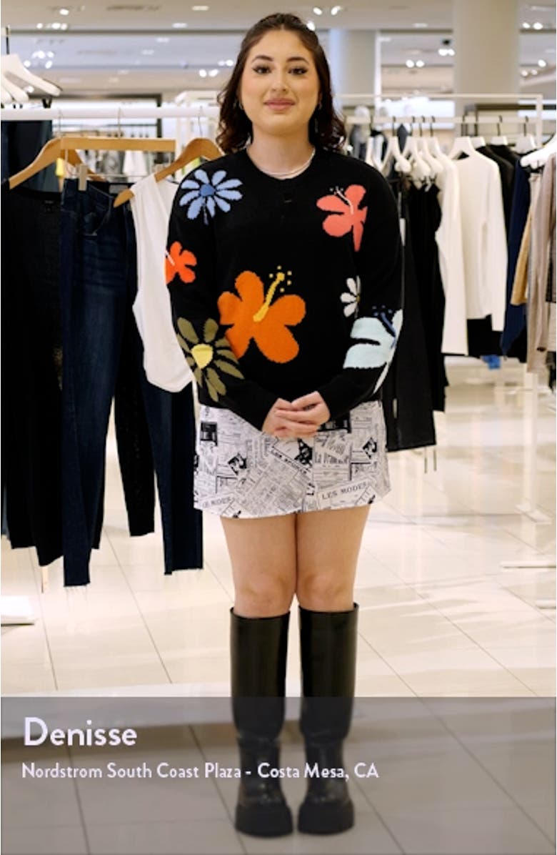 Zoey Floral Intarsia Cotton Blend Sweater, sales video thumbnail