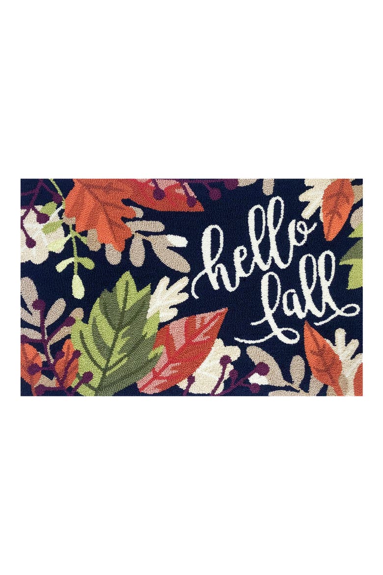 Hello Leaves Doormat, Main, color, INDIGO/ MULTI