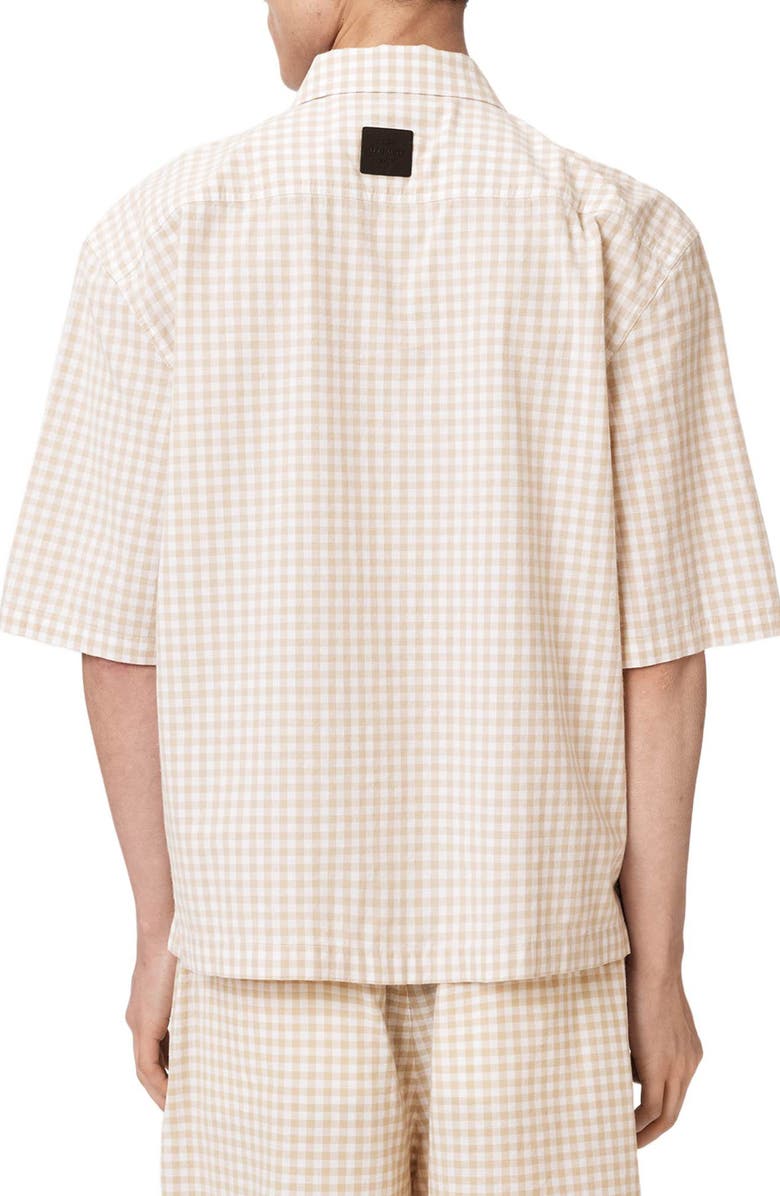 AllSaints Rockland Gingham Cotton Button-Up Shirt, Alternate, color, Desert Yellow