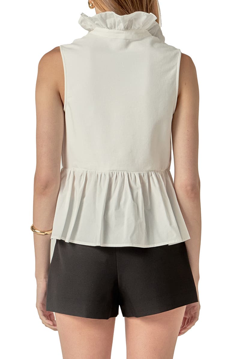 English Factory Mixed Media Ruffle Peplum Top, Alternate, color, White