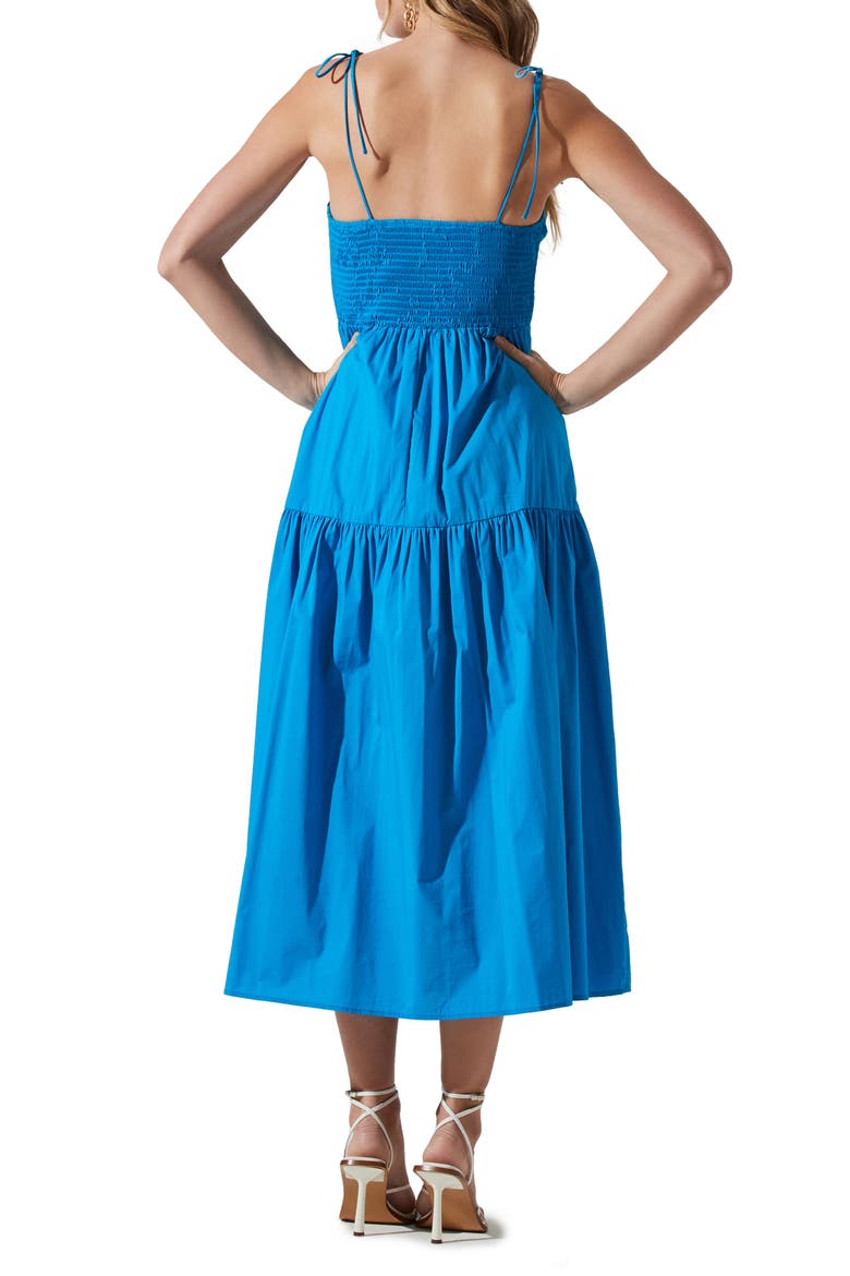 Tie Strap Smocked Bodice Sundress, Alternate, color, IBIZA BLUE
