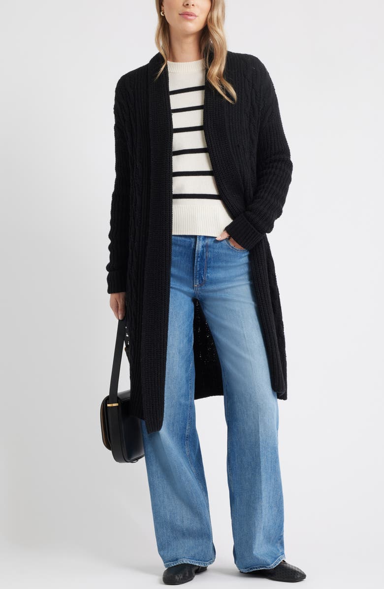 Caslon<sup>®</sup> Raglan Sleeve Wool & Cashmere Sweater, Alternate, color, Ivory- Black Cammie Stripe