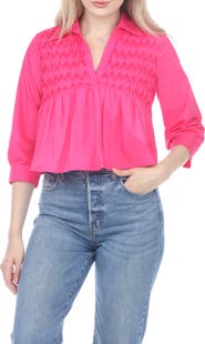 RAIN AND ROSE Smocked Babydoll Top