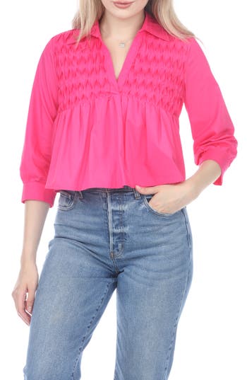 RAIN AND ROSE RAIN AND ROSE SMOCKED BABYDOLL TOP 