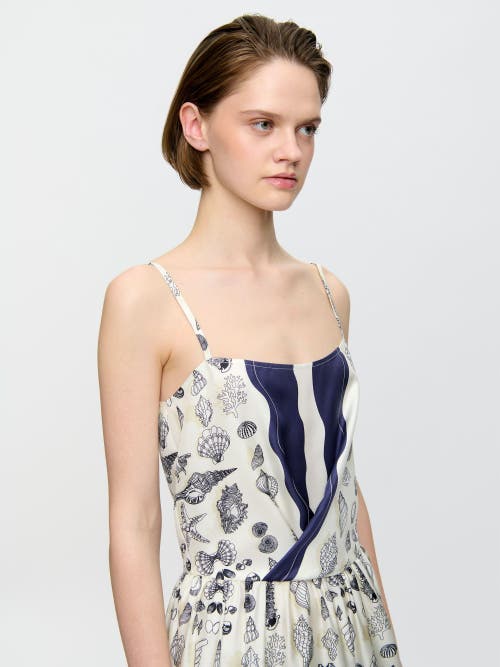 Callas Milano Samantha Seashell-print Silk Midi Dress In Blue