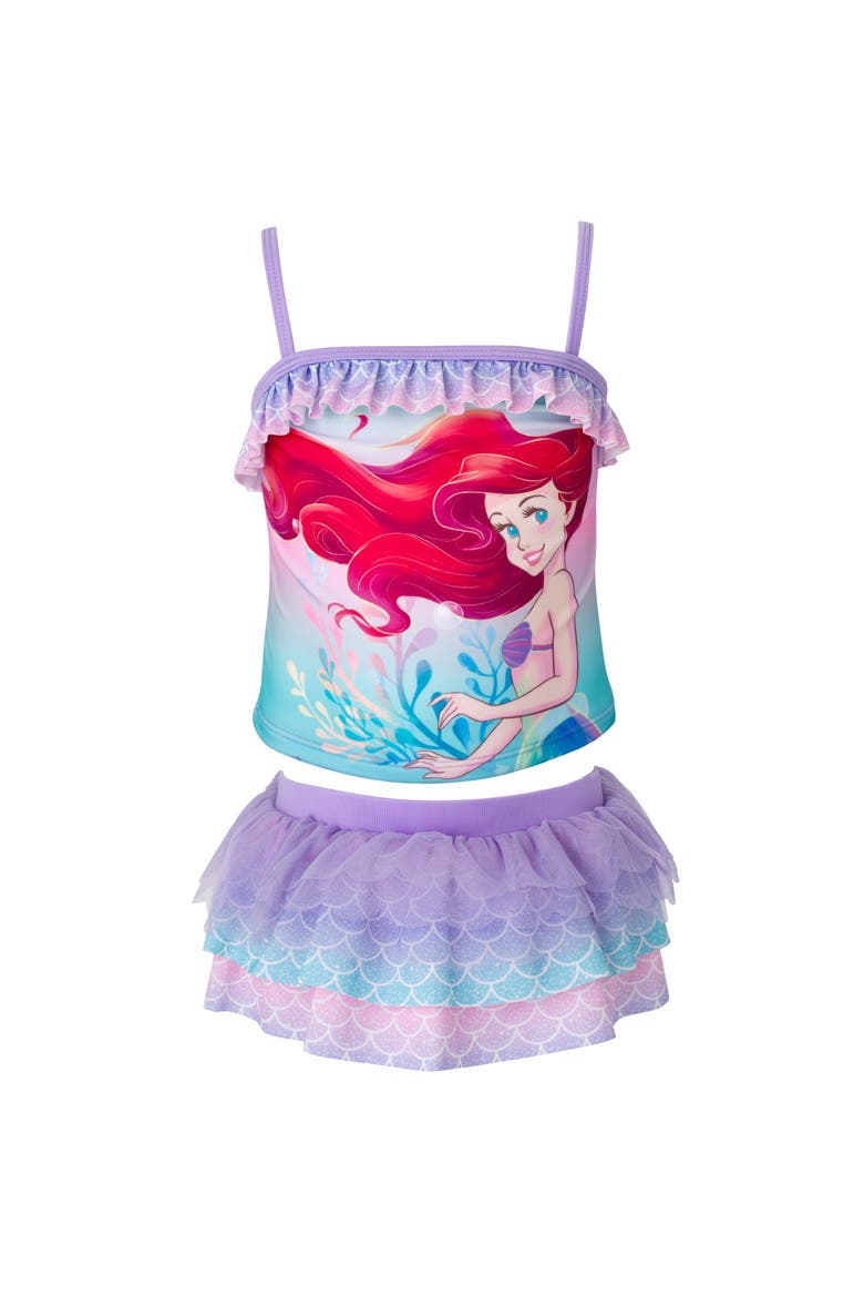 The Little Mermaid Princess Ariel 2-Piece Swimwear Tankini and Skirt Set, Main, color, Ariel Aqua Purple