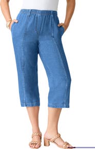 Roaman's Plus Size Easy Wear Straight Leg Capri