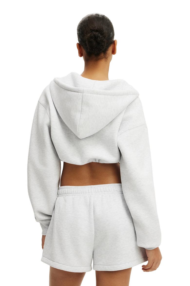 Women's Active Plush Micro Cropped Zip Through, Alternate, color, Cloudy Grey Marle