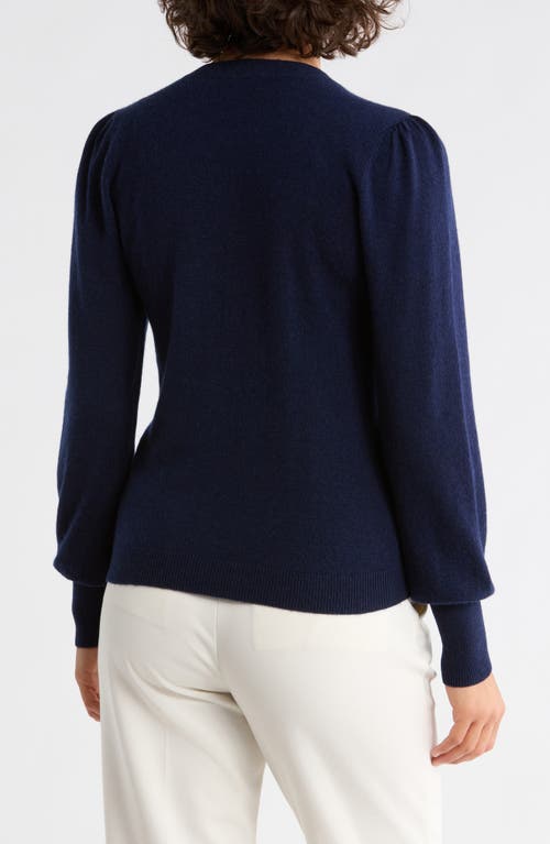 Bruno Magli Button Shoulder Wool & Cashmere Blend Sweater In Blue