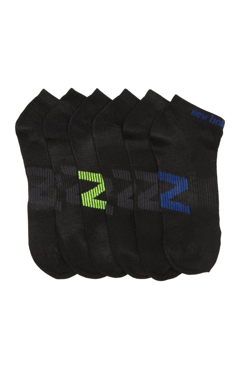 New Balance Fleece Logo Low Cut Socks - Pack of 6, Main, color,