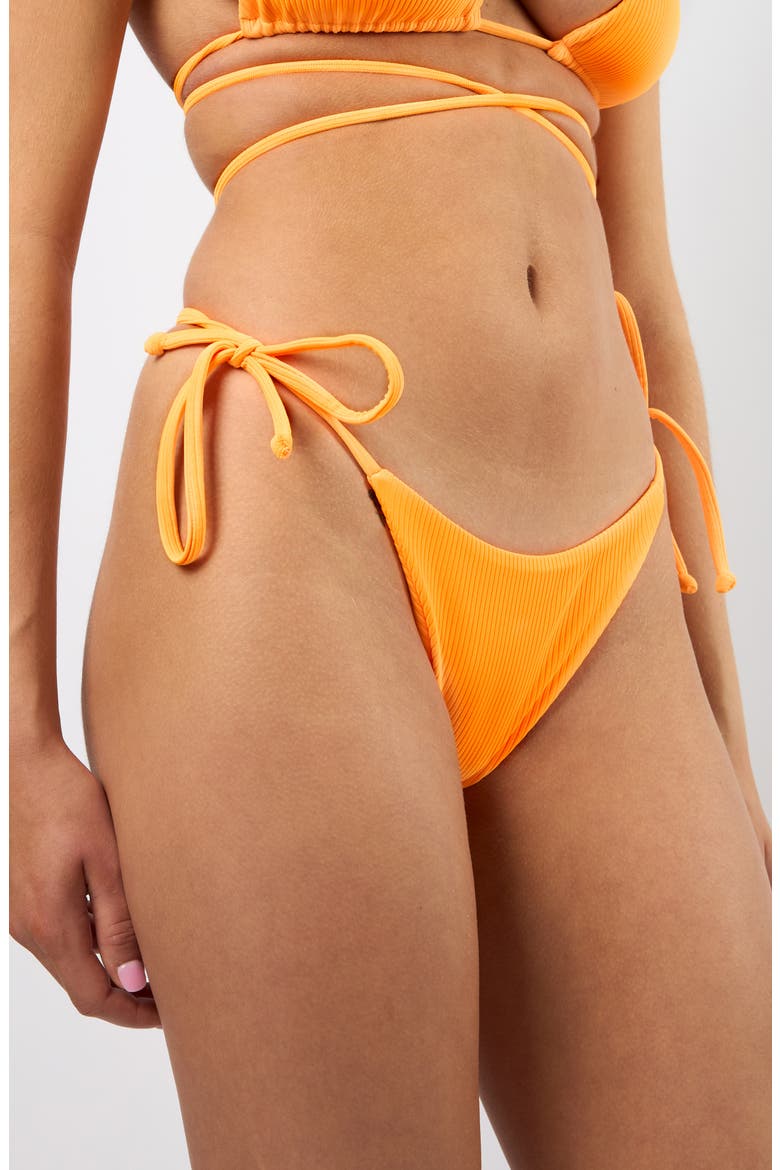 The Venice Side Tie Bikini Bottoms, Alternate, color, NEON ORANGE