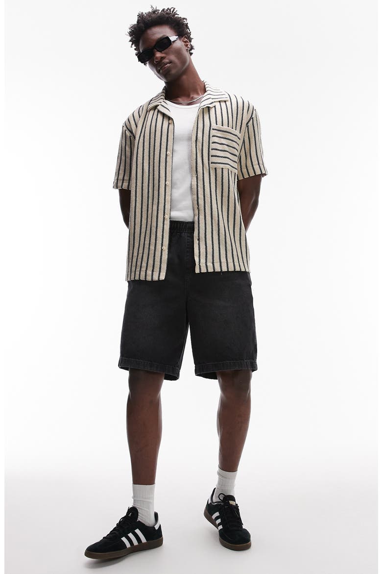 Stripe Knit Camp Shirt, Alternate, color, STONE