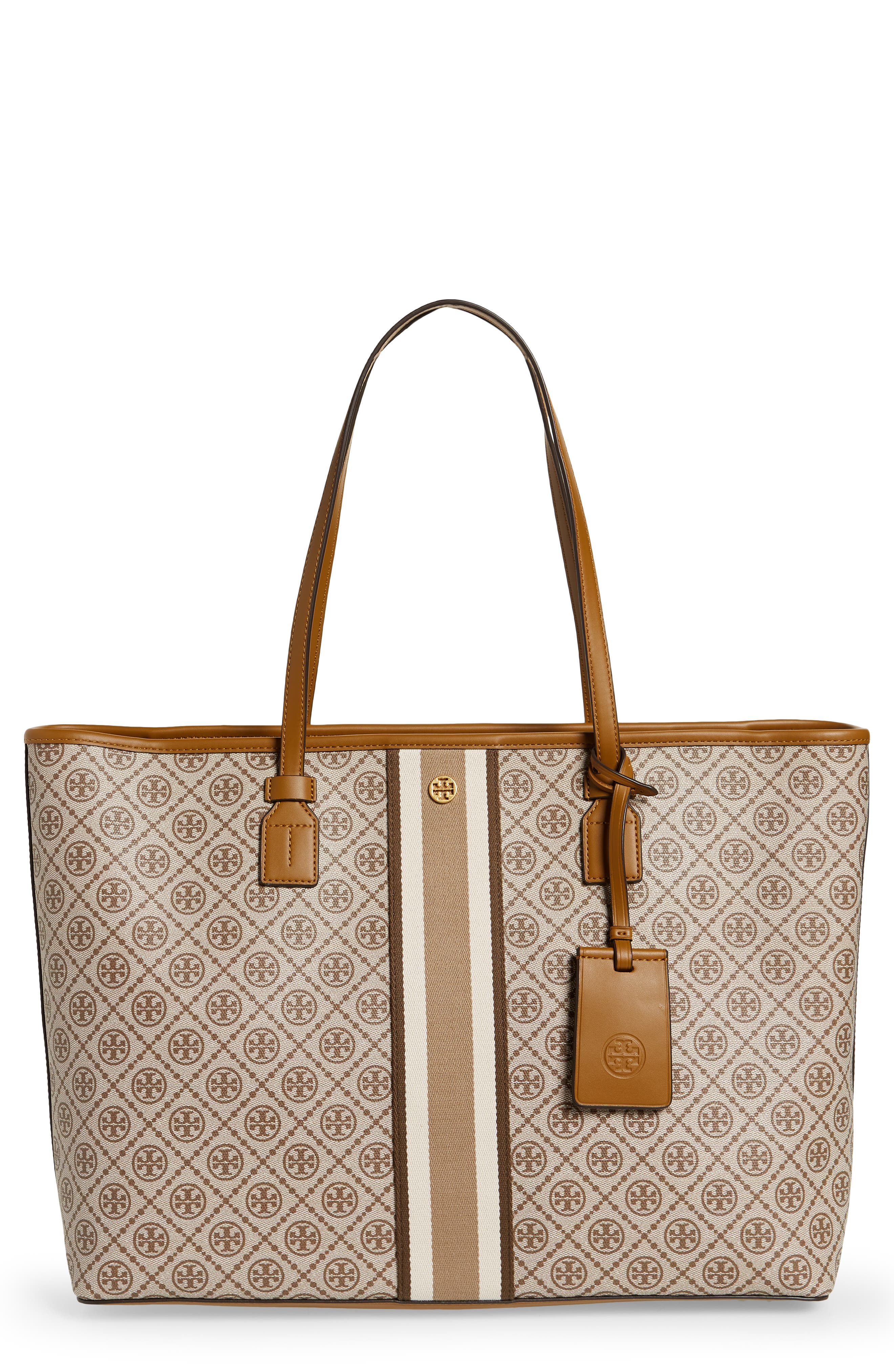 T Monogram Coated Canvas Tote, Main, color, GRANOLA