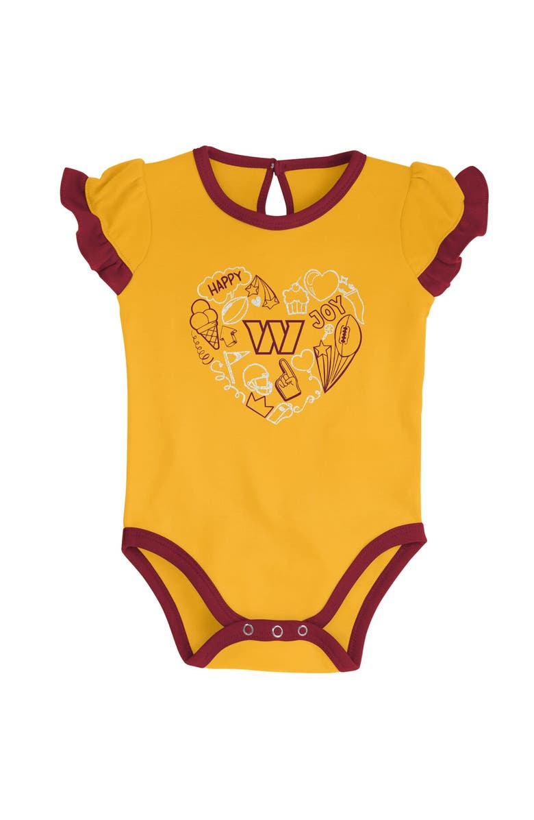 Outerstuff Newborn & Infant Burgundy/Gold Washington Commanders Too Much Love Two-Piece Bodysuit Set, Alternate, color, Burgundy