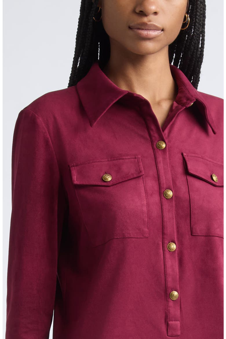 Maria Long Sleeve Shirtdress, Alternate, color, CRANBERRY
