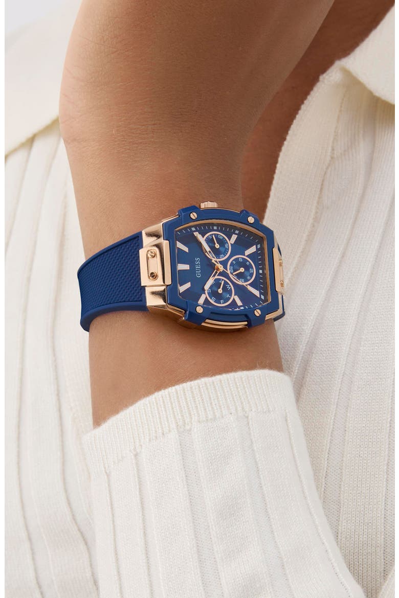 Multifunction Silicone Strap Watch, 35mm, Alternate, color, BLUE