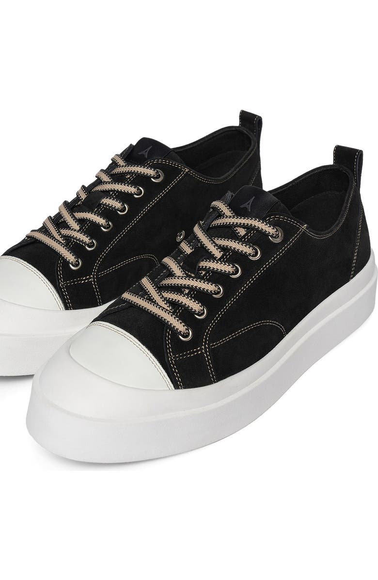 Manière De Voir Vienna Suede Contrast Stitch Sneaker, Alternate, color, Black
