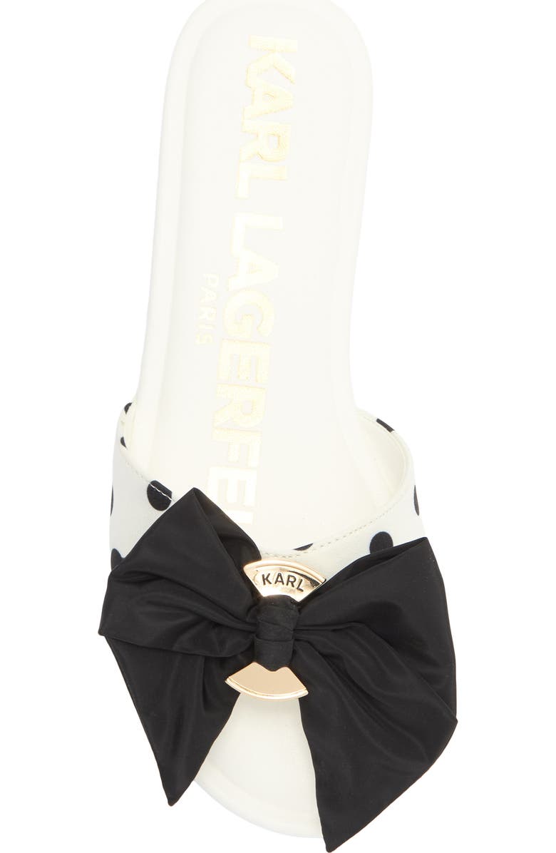 KARL LAGERFELD PARIS Ciaran Bow Slide Sandal, Alternate, color, White/ Black