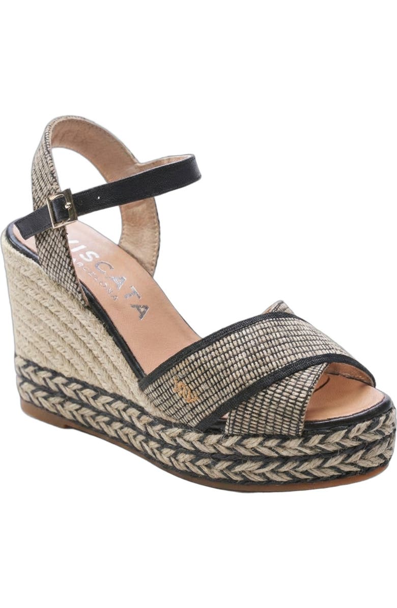 VISCATA Empuria Canvas Espadrille Sandal Wedges, Alternate, color, Black
