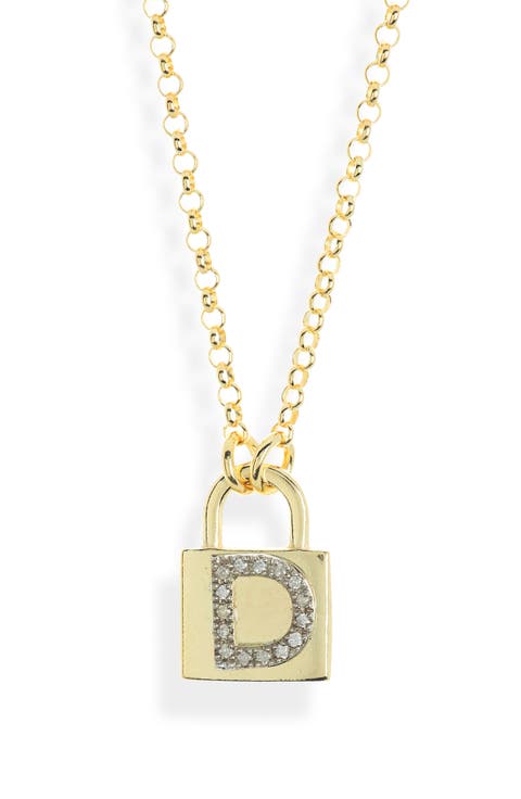 Diamond Padlock Initial Pendant Necklace - 0.12ct.