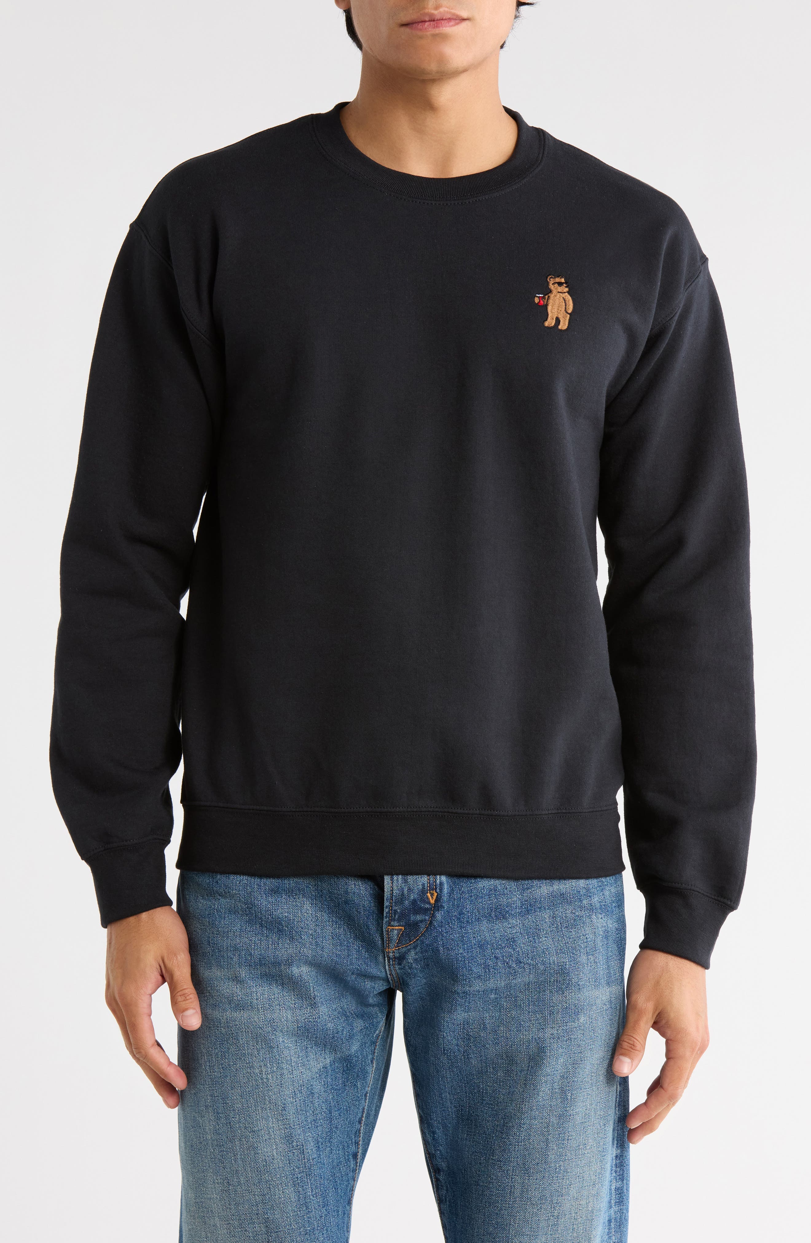 RIOT SOCIETY Riot Bear Cotton Blend Crewneck Sweatshirt