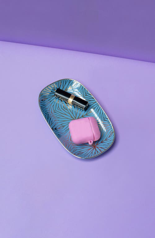 Anna New York Talianna Lily Pad Ceramic Catchall Tray In Sky Blue And Gold
