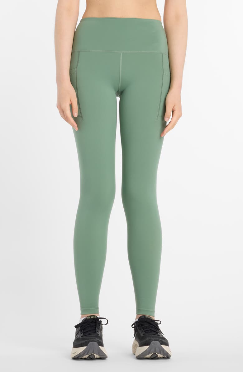 New Balance RC Pocket High Waist Performance Leggings, Main, color, Green