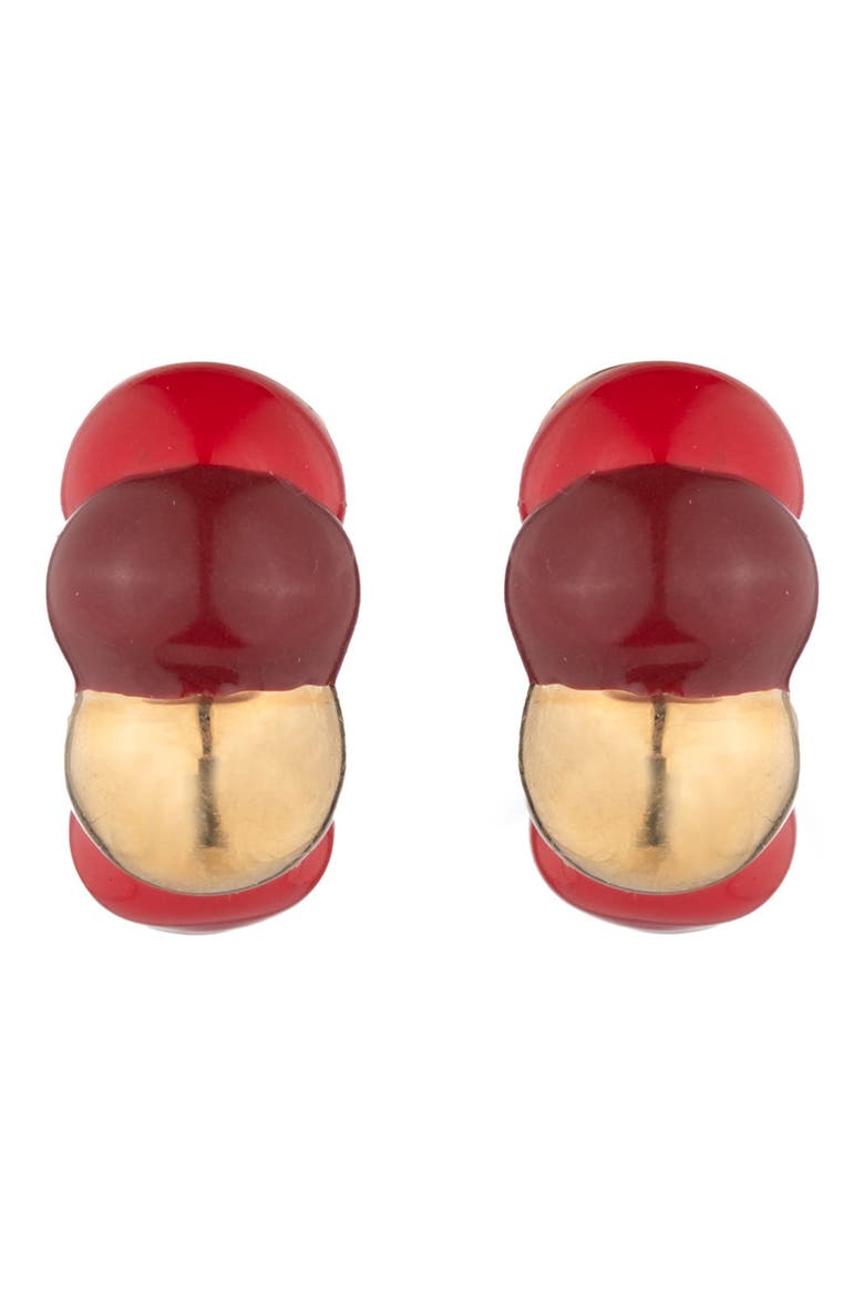 Enamel Bellmer Hoop Earrings, Main, color, GOLD/ RED