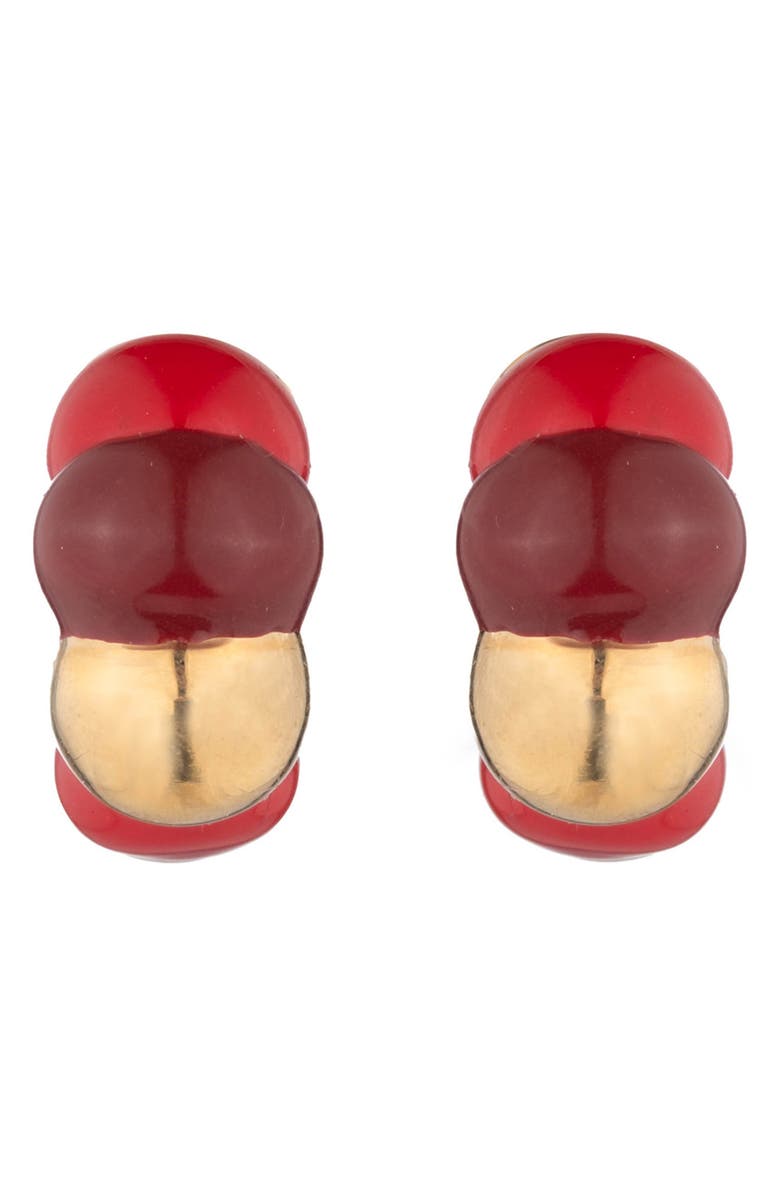 Sterling King Enamel Bellmer Hoop Earrings, Main, color, Gold/ Red