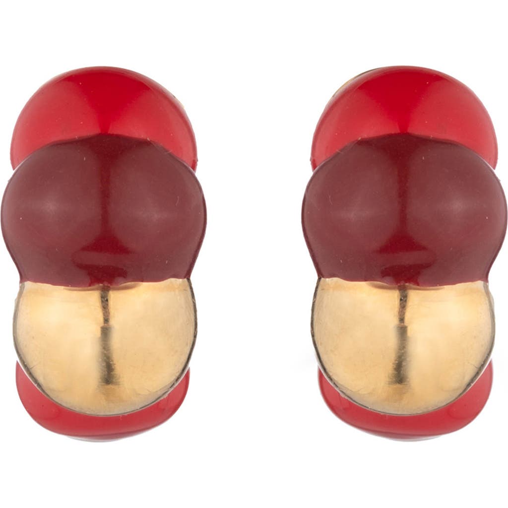 Sterling King Enamel Bellmer Hoop Earrings