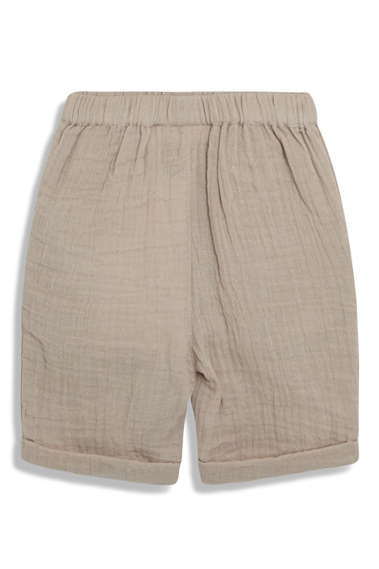 Palm Tree Cotton Gauze Henley & Shorts Set, Alternate, color, KHAKI