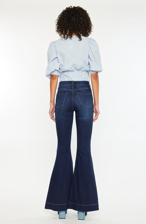 Kancan Braelynn Essentials High Rise Super Flare Jeans In Blue
