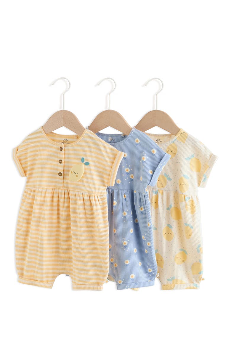 Pack of 3 Assorted Rompers, Main, color, BLUE