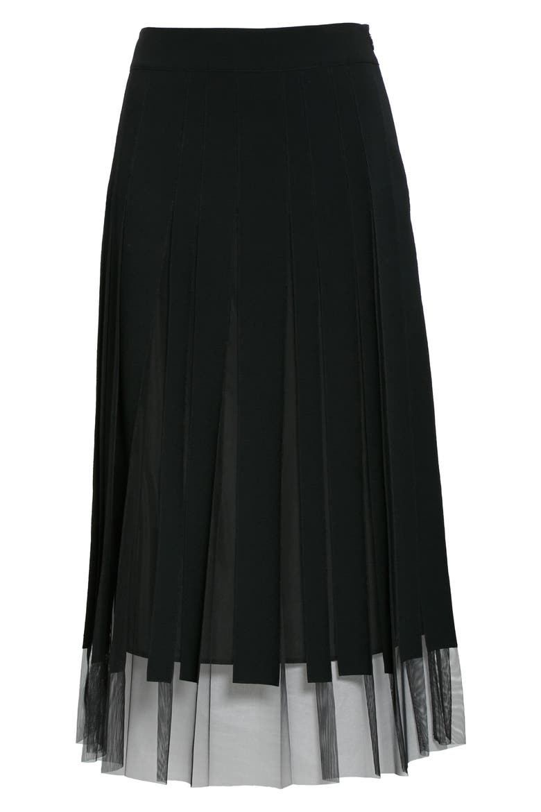 Voby Tulle Godet Pleated Skirt, Alternate, color, BLACK