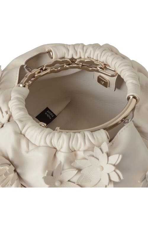Mulberry Pimlico Floral Appliqué Leather Bracelet Bag In Eggshell
