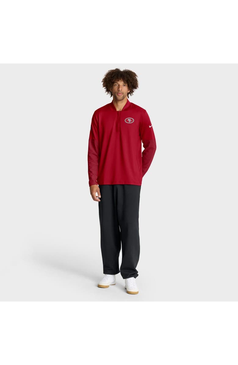 Nike Men's Nike Scarlet San Francisco 49ers Sideline Dri-FIT Half-Zip Pullover, Alternate, color, Scarlet
