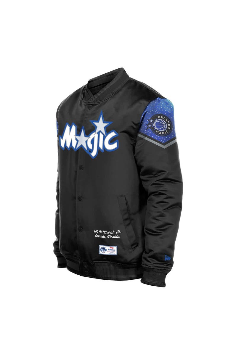 New Era Men's New Era Black Orlando Magic 2025/26 City Edition Full-Snap Satin Jacket, Alternate, color, Black