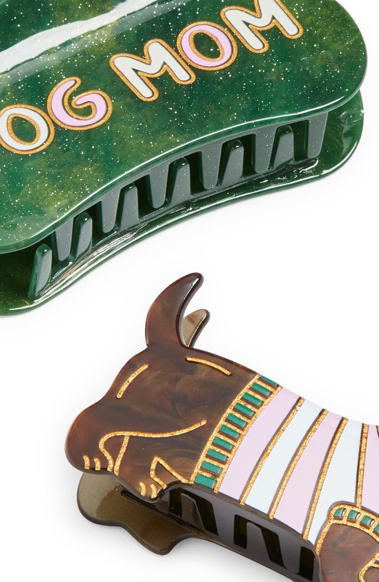 FRASIER STERLING Dog Mom 2-Pack Assorted Hair Claw Clips, Alternate, color, White/ Multi