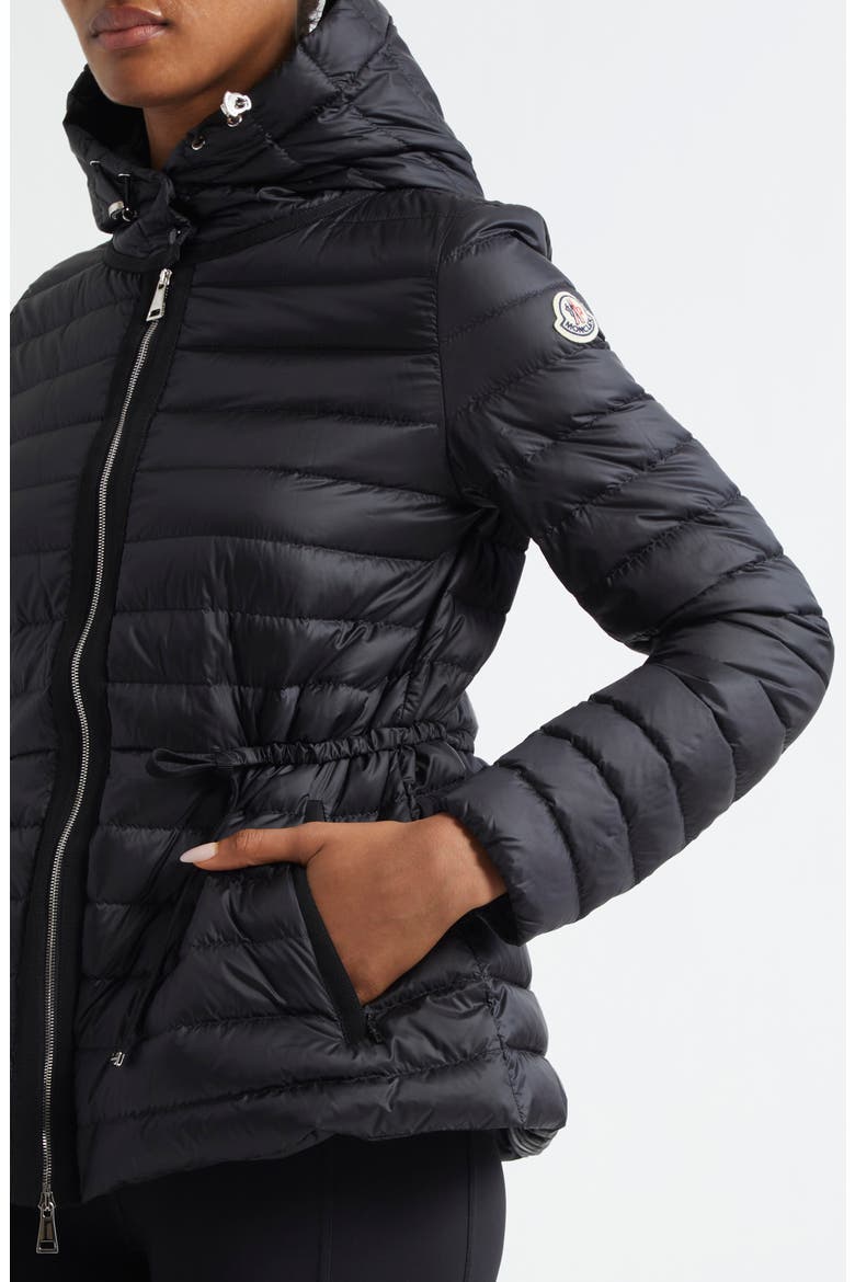 Raie Short Nylon Down Puffer Jacket, Alternate, color, BLACK/BLACK