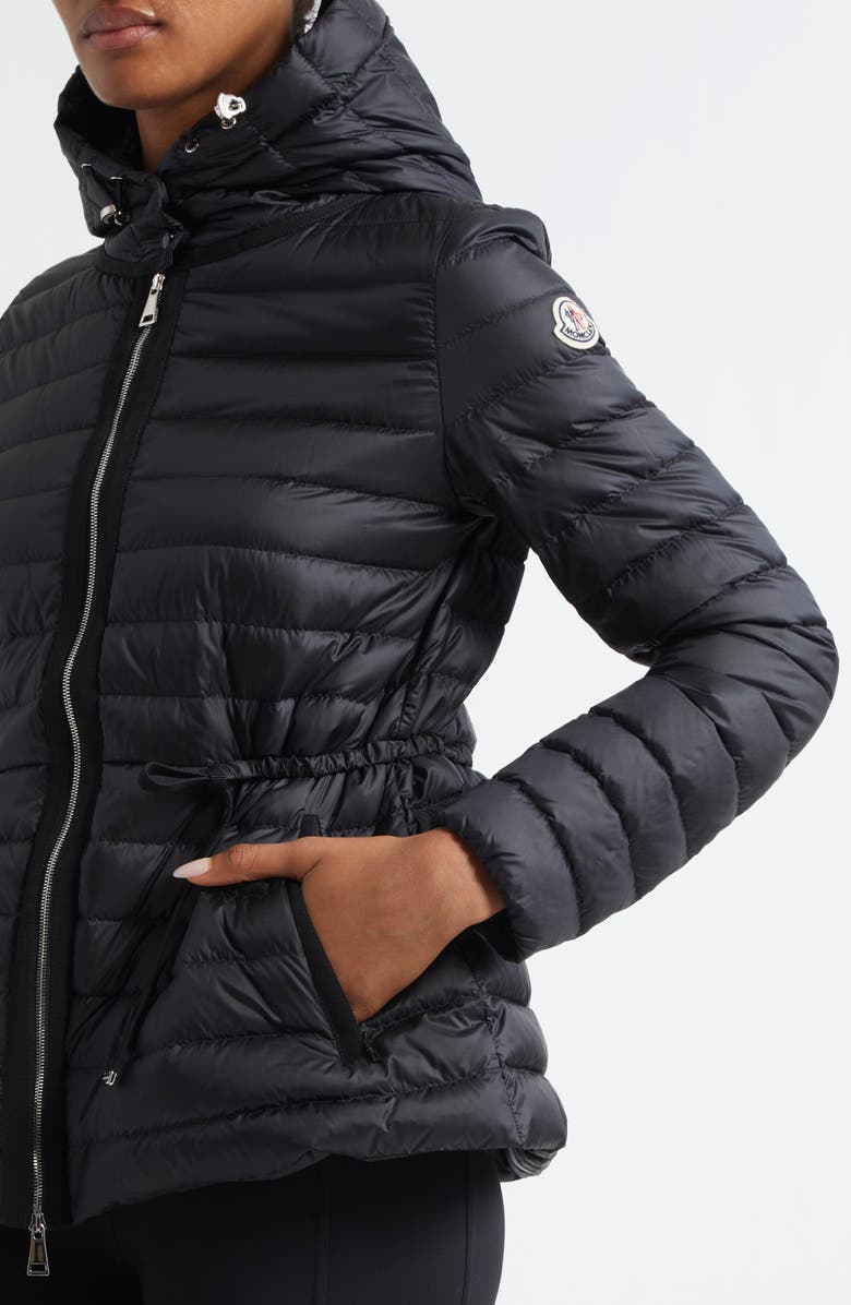 Moncler Raie Packable Down Hooded Jacket, Alternate, color, Black