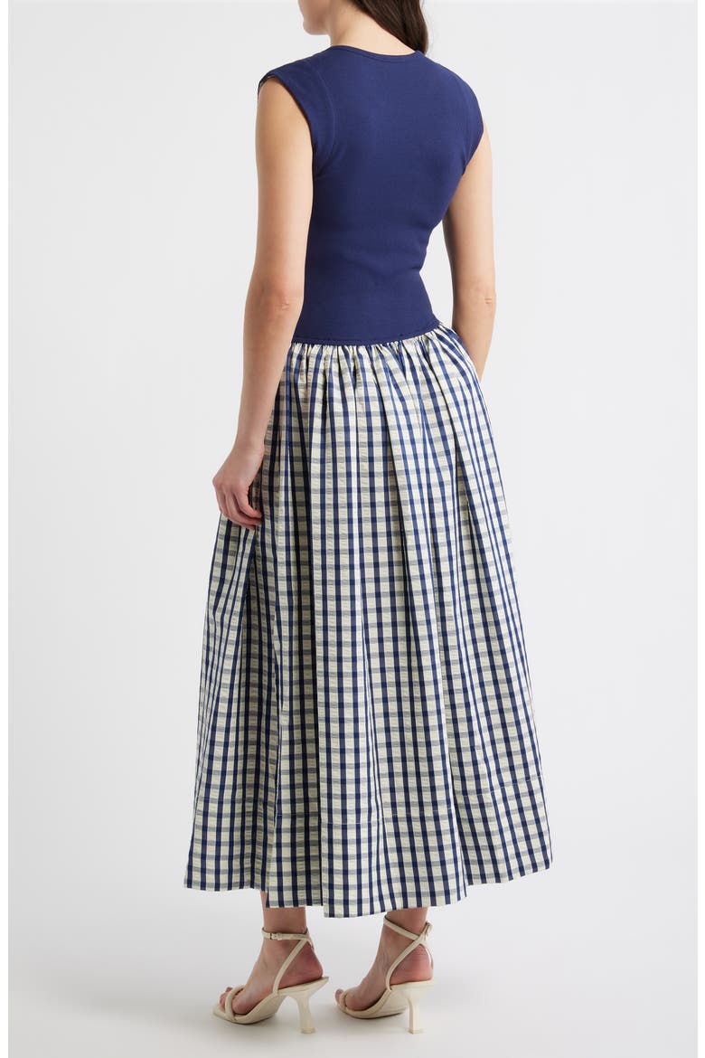 Daphne Sleeveless Midi Dress, Alternate, color, BLUE CHECK