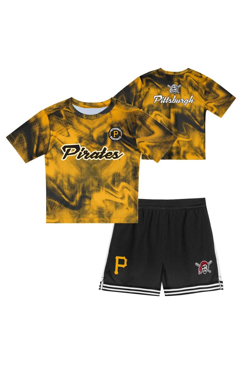 Outerstuff Toddler Gold/Black Pittsburgh Pirates Pinch Hitter Infielder T-Shirt & Shorts Set, Alternate, color, Gold